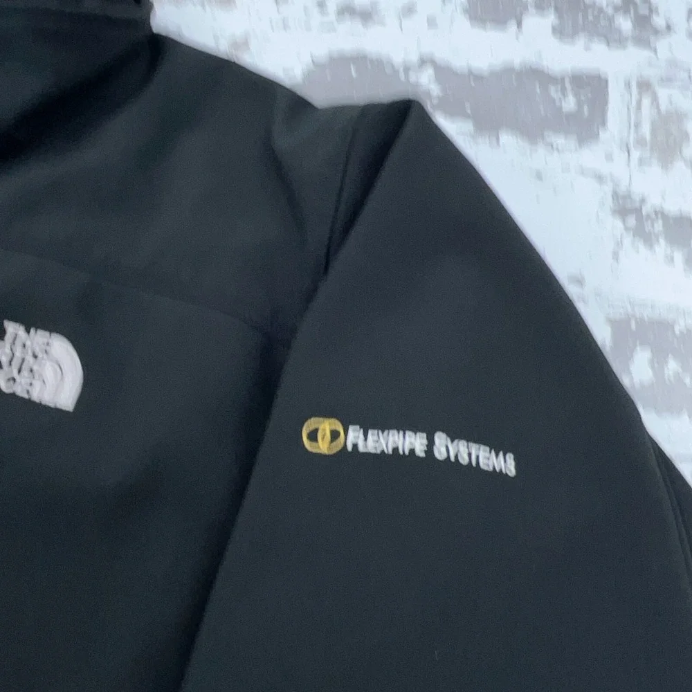 North Face Jacket Men XL Black White Soft Shell Wind‎ Coat Layer Fleece Lined  *